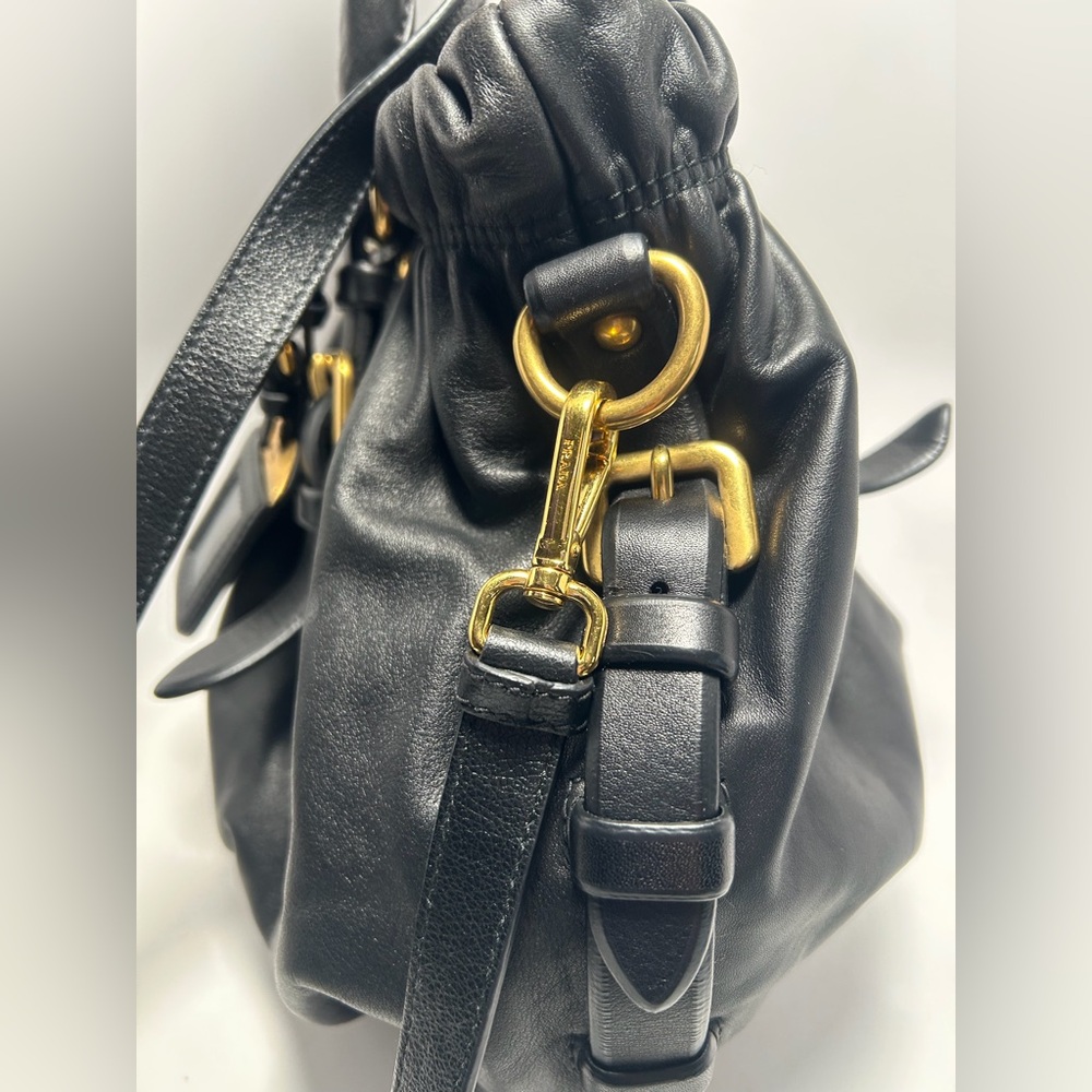 Prada Soft Calf Tote in Black Leather with Gold Hardware - Picture 9 of 10